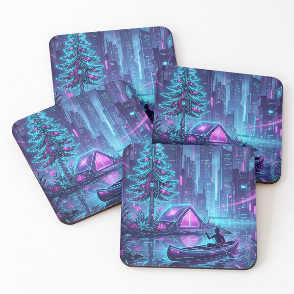 Item preview, Synthwave Christmas Neon Camping Glitch Landscape 2026 designed and sold by MarCinu Art.