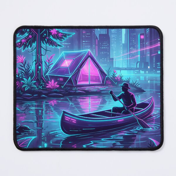 Item preview, Synthwave Christmas Neon Camping Glitch Landscape 2026 designed and sold by MarCinu Art.