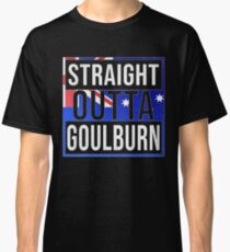 Straight Outta Goulburn Retro Style - Gift For An Australian From Goulburn in New South Wales , Design Has The Australia Flag Embedded Classic T-Shirt