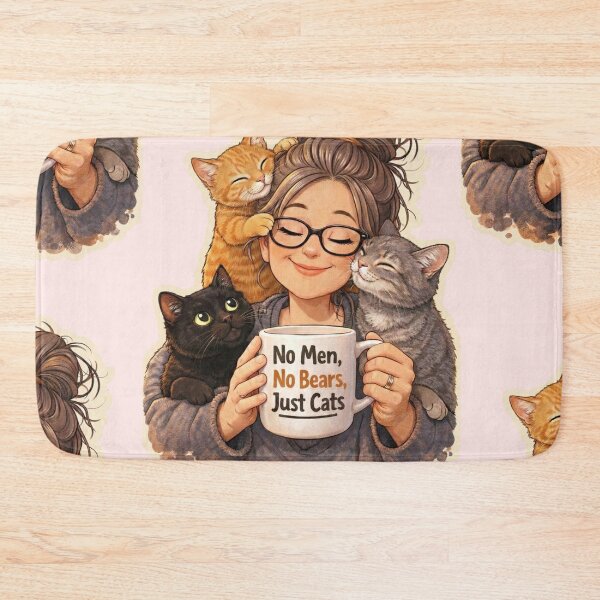 Item preview, No Men No Bears Just Cats – Funny Cat Lady Gen X Mug Shirt Sticker | Messy Bun Cat Mom Gift designed and sold by GenX369.