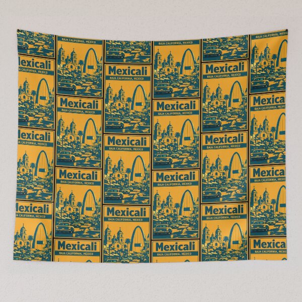 Item preview, Mexicali Baja California, Mexico Vintage Travel Tourism Art designed and sold by TravelersGems.