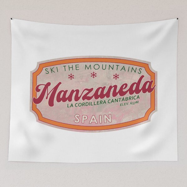 Item preview, Manzaneda, Spain, La Cordillera Cantábrica, Ski, textured skiing badge designed and sold by Wanderful-roads.