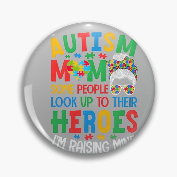 Item preview, Autism Mom Raising Hero Groovy Messy Bun Autism Awareness designed and sold by mjohnson9.