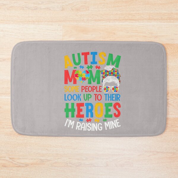 Item preview, Autism Mom Raising Hero Groovy Messy Bun Autism Awareness designed and sold by mjohnson9.