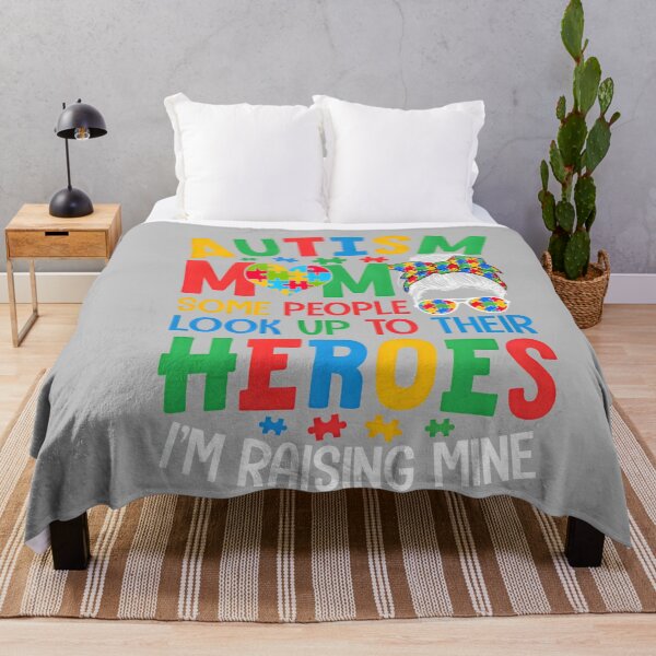 Item preview, Autism Mom Raising Hero Groovy Messy Bun Autism Awareness designed and sold by mjohnson9.