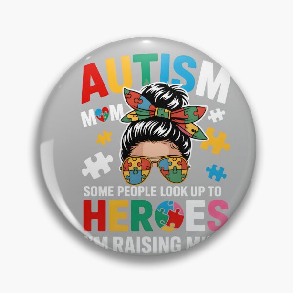 Item preview, Autism Mom Raising Hero Groovy Messy Bun Autism Awareness designed and sold by mjohnson9.