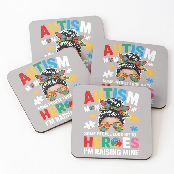 Item preview, Autism Mom Raising Hero Groovy Messy Bun Autism Awareness designed and sold by mjohnson9.