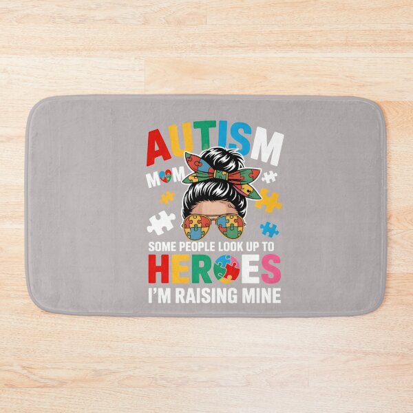 Item preview, Autism Mom Raising Hero Groovy Messy Bun Autism Awareness designed and sold by mjohnson9.