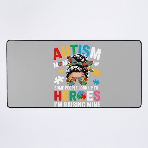 Item preview, Autism Mom Raising Hero Groovy Messy Bun Autism Awareness designed and sold by mjohnson9.