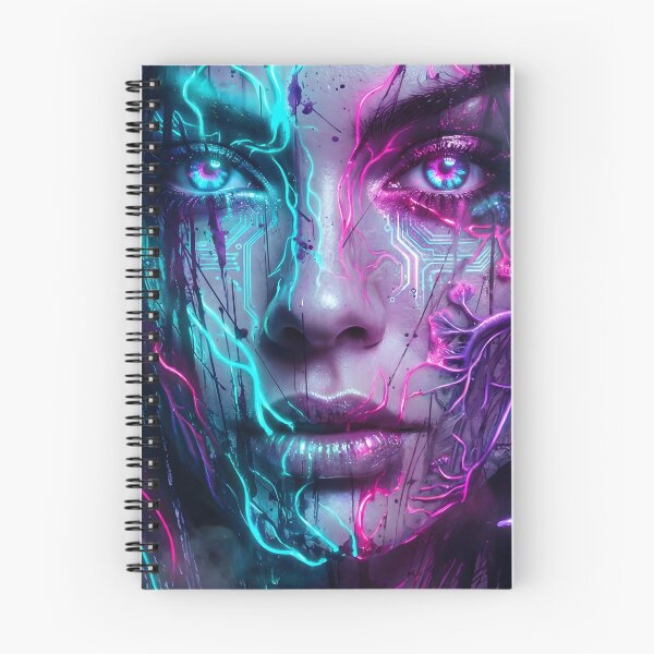 Item preview, Cyberpunk Android Portrait Neon Glitch Art 2026 designed and sold by MarCinu Art.