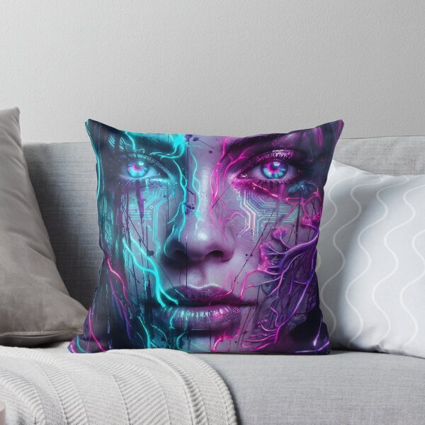 Item preview, Cyberpunk Android Portrait Neon Glitch Art 2026 designed and sold by MarCinu Art.