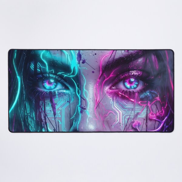 Item preview, Cyberpunk Android Portrait Neon Glitch Art 2026 designed and sold by MarCinu Art.