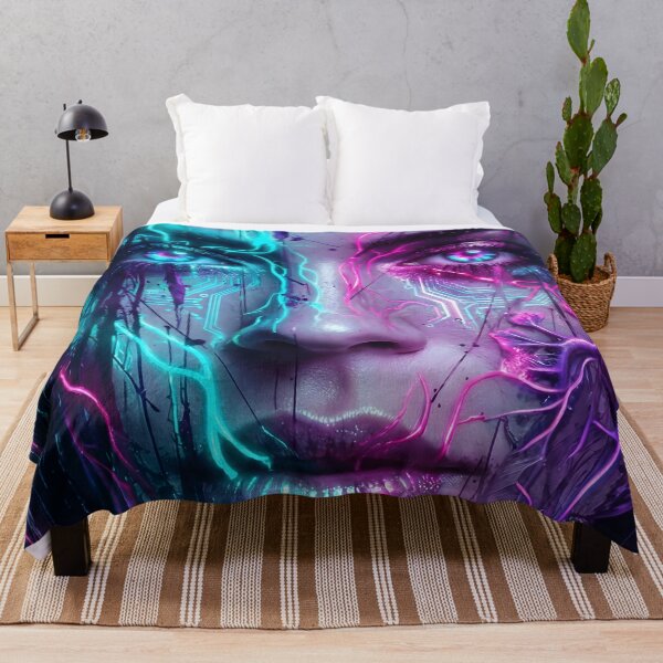 Item preview, Cyberpunk Android Portrait Neon Glitch Art 2026 designed and sold by MarCinu Art.