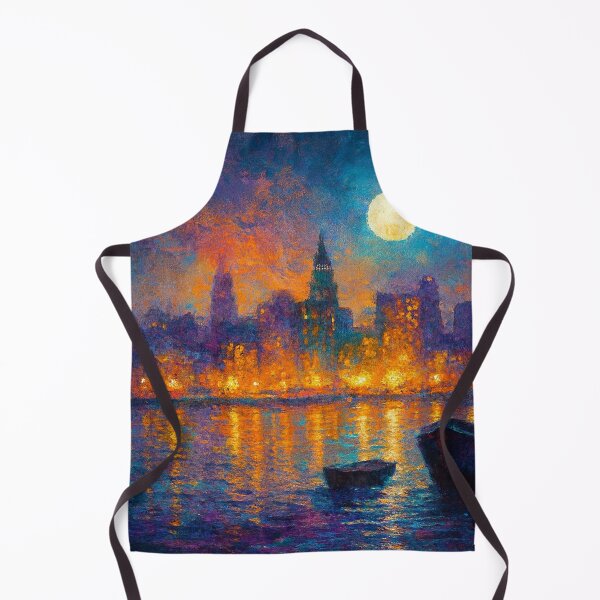 Item preview, Moonlit Cityscape with Boats and Reflections designed and sold by Joey Santiago.