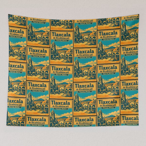 Item preview, Tlaxcala de Xicohtencatl, Mexico Vintage Travel Tourism Art designed and sold by TravelersGems.