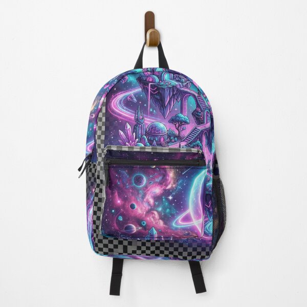 Item preview, Cosmic Neon Utopia - Futuristic Floating Islands & Ringed Planet designed and sold by R & K Fashions.