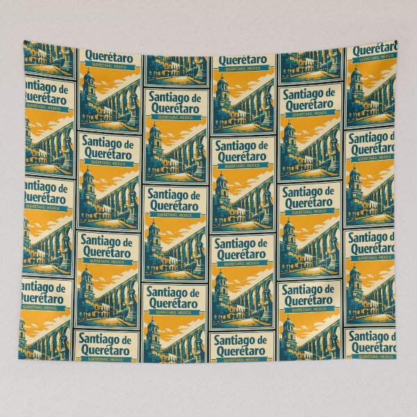 Item preview, Santiago de Queretaro, Mexico Vintage Travel Tourism Art designed and sold by TravelersGems.