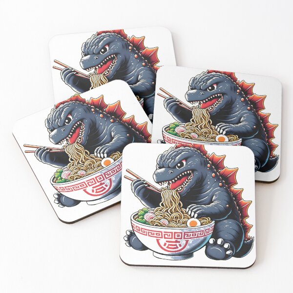 Item preview, Cute Godzilla eating Big Bowl Ramen Noodle Premium T-Shirt designed and sold by pp-por.