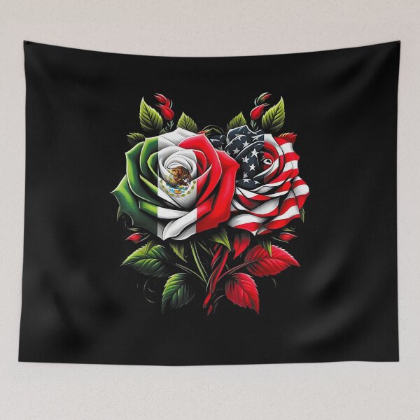 Item preview, Mexico Mexican Roots Mexican Flag American Flag Rose Flower designed and sold by Cheesymatiion.