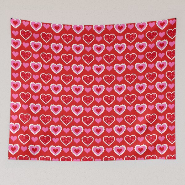 Item preview,  pink and red hearts with ruffles designed and sold by burbura.