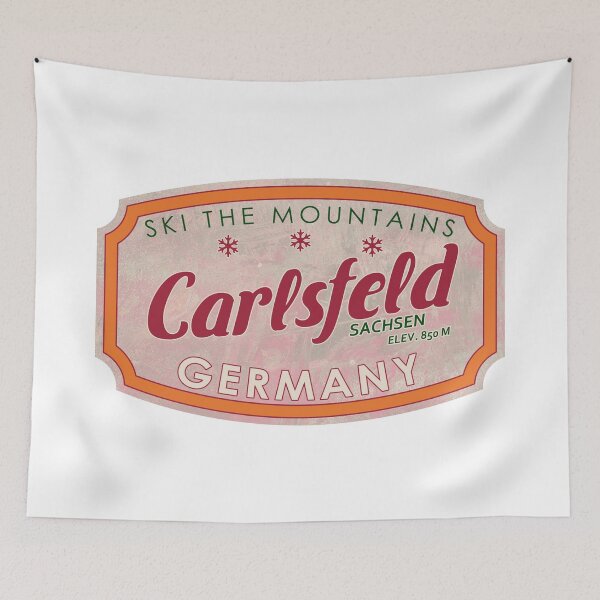 Item preview, Carlsfeld, Germany, Sachsen, Ski, textured skiing badge designed and sold by Wanderful-roads.