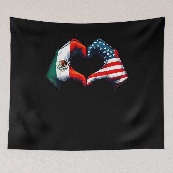 Item preview, Vintage Mexican American Flag Heart Hands Love Mexico USA designed and sold by Cheesymatiion.