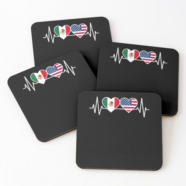 Item preview, Half American Half Mexican USA Mexico Flag ECG Heartbeat designed and sold by Cheesymatiion.