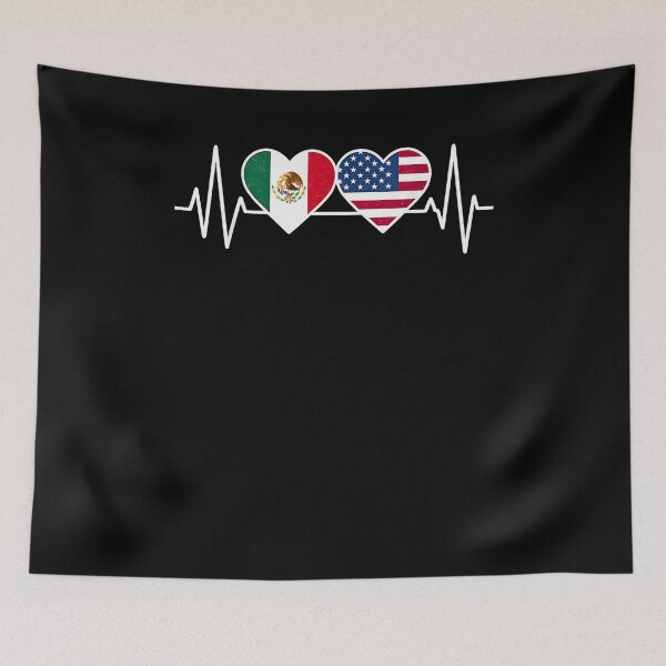 Item preview, Half American Half Mexican USA Mexico Flag ECG Heartbeat designed and sold by Cheesymatiion.