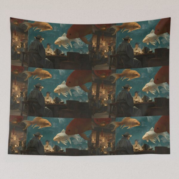 Item preview, Fishing Surreal Imagery Blending Nature Mythology Human Emotion designed and sold by ART ATTACK ZONE.