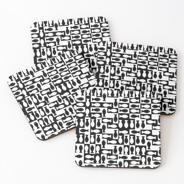 Item preview, Black and White Fish Pattern – Minimalist Mid Century Modern Geometric Design designed and sold by Thehighhippo.