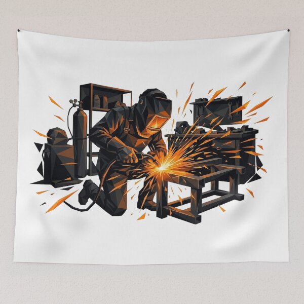 Item preview, Geometric Welder Grinder Worker Graphic designed and sold by LightPrintsCo.