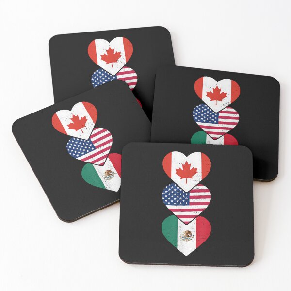 Item preview, Canada, Mexico & USA Flags – Hearts Symbol Vintage Design designed and sold by Cheesymatiion.