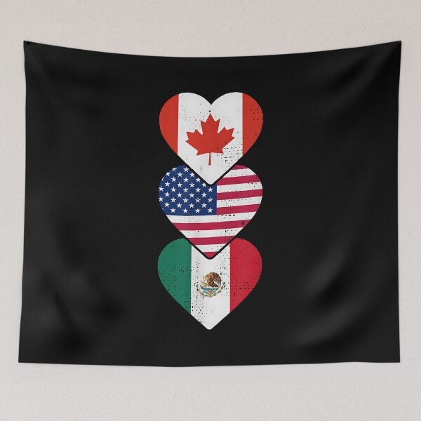 Item preview, Canada, Mexico & USA Flags – Hearts Symbol Vintage Design designed and sold by Cheesymatiion.