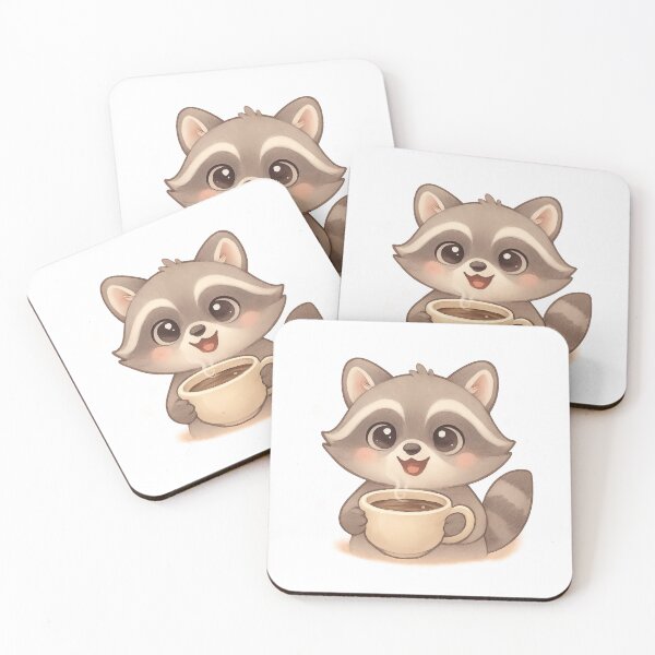 Item preview, Cute Raccoon Enjoying a Warm Cup of Coffee designed and sold by Snacky Paws.