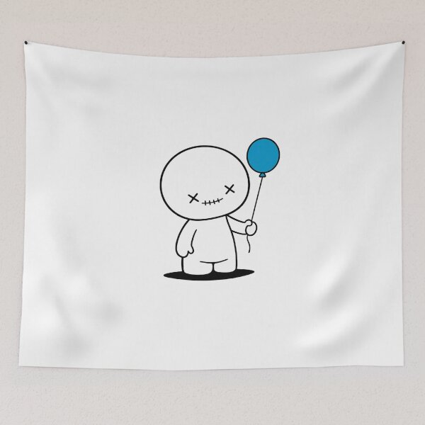Item preview, Cute Character with Blue Balloon designed and sold by RaybenMedia.