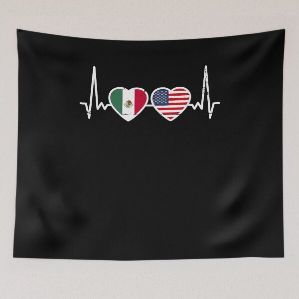 Item preview, Mexico USA Vintage Heartbeat Flag Proud Mexican designed and sold by Cheesymatiion.