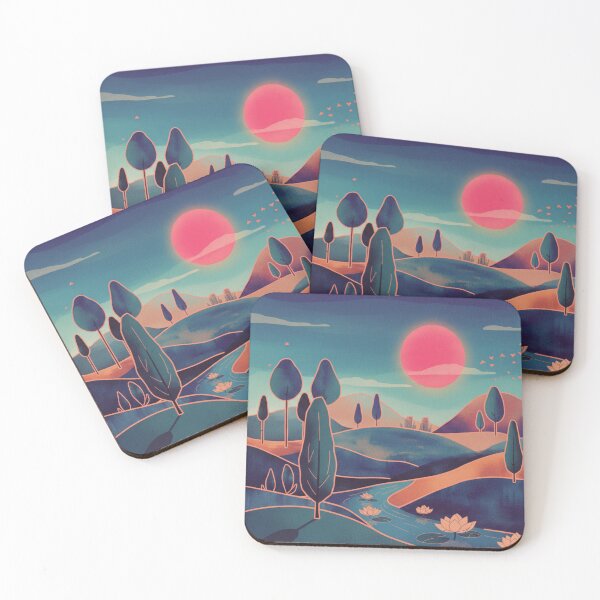 Item preview, Dreamy Retro Sunset Landscape designed and sold by 0606PM.