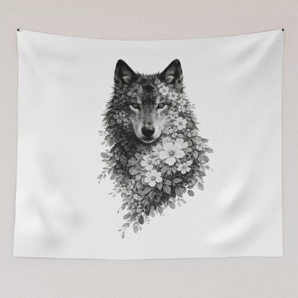 Item preview, Floral Wolf Portrait Fine Art Tee designed and sold by Morna123.