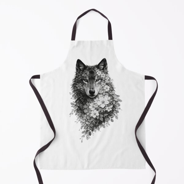 Artikelvorschau, T-Shirt mit Wolfsmotiv und Blumenmuster entworfen und verkauft von Morna123.