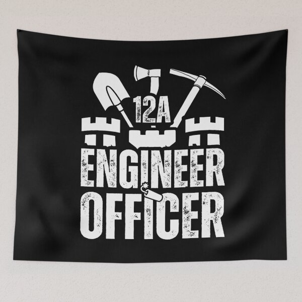 Item preview, 12A Engineer Officer Castle Top – Army MOS Design with Tools for Soldiers, Veterans & Military Leaders White Distressed Font designed and sold by GFamilyC.