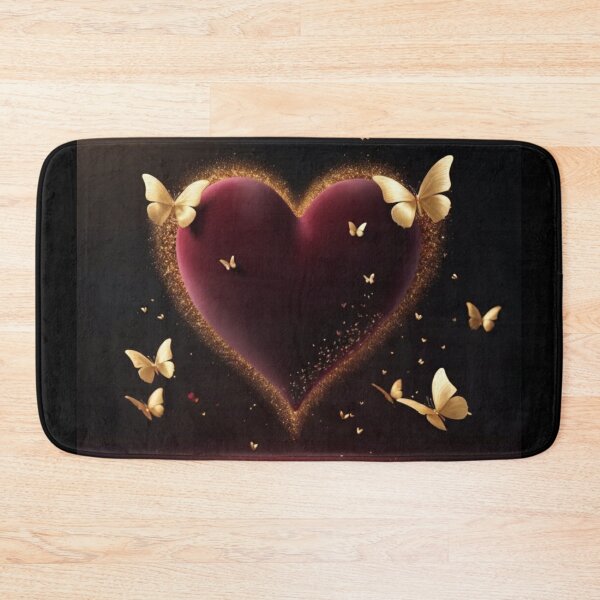 Item preview, Elegant Velvet Heart with Shimmering Golden Butterflies designed and sold by Dreamy Armine Art.