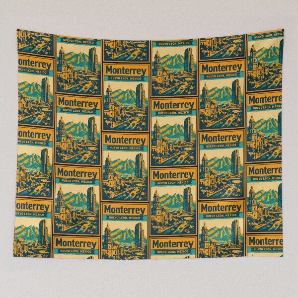 Item preview, Monterrey Nuevo Leon, Mexico Vintage Travel Tourism Art designed and sold by TravelersGems.