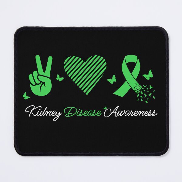 Item preview, Kidney Disease Awareness Peace Love Cure Green Ribbon Butterfly designed and sold by UniTeeCo.