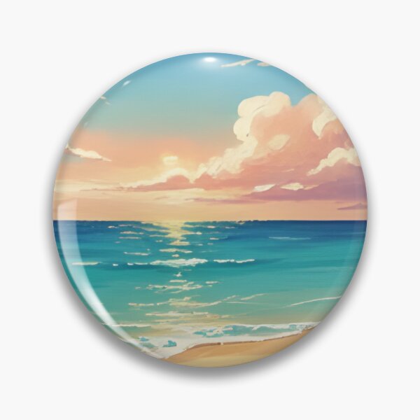 Item preview, Seaside Beach Sunset Scene with Palm Trees Painting Sticker designed and sold by FestivityFinds.