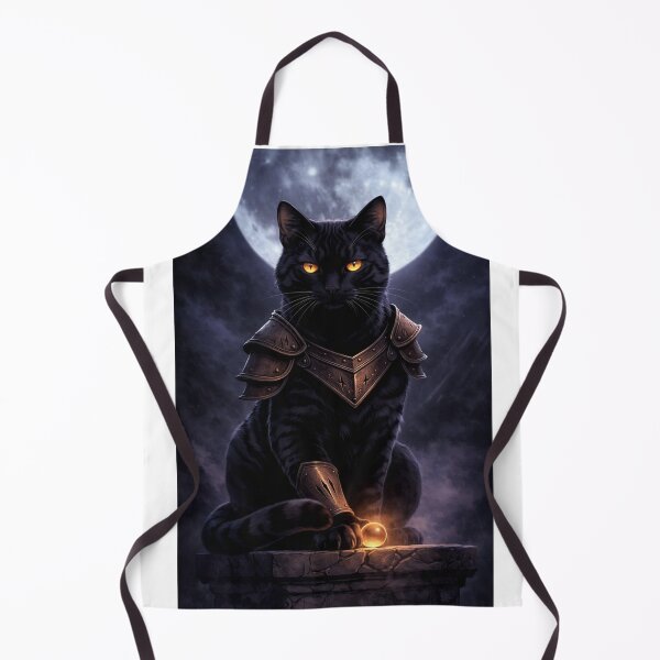 Item preview, Epic Black Armored Cat Warrior Art Print - Fantasy Black Cat with Glowing Eyes & Orb for T-Shirts, Posters, Hoodies designed and sold by Falconwolf.