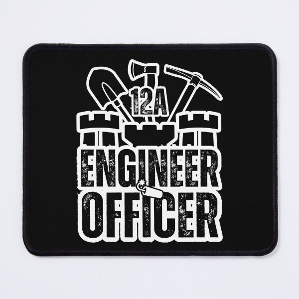Item preview, 12A Engineer Officer Castle Top – Army MOS Design with Tools for Soldiers, Veterans & Military Leaders Black Distressed Font designed and sold by GFamilyC.