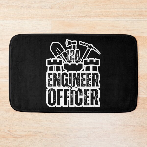 Item preview, 12A Engineer Officer Castle Top – Army MOS Design with Tools for Soldiers, Veterans & Military Leaders Black Distressed Font designed and sold by GFamilyC.
