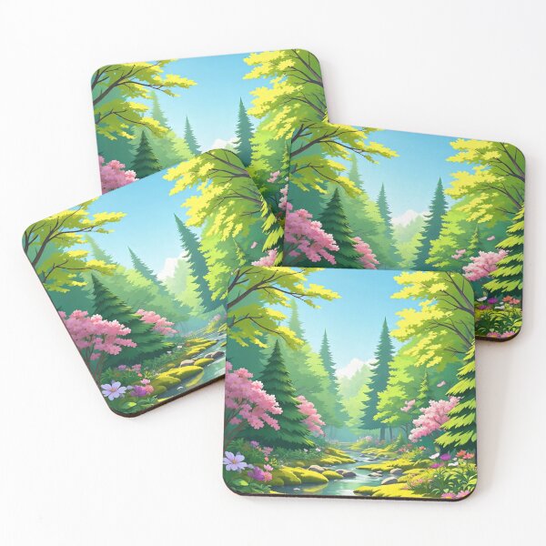 Item preview, Peaceful Forest Stream Illustration | Lush Green Nature Art | Serene Woodland Landscape designed and sold by Snapystyle.