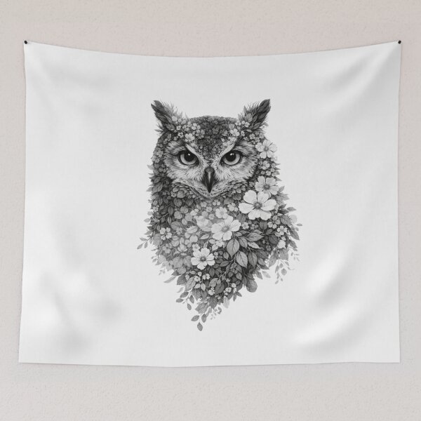 Item preview, Floral Owl Portrait Fine Art Tee designed and sold by Morna123.