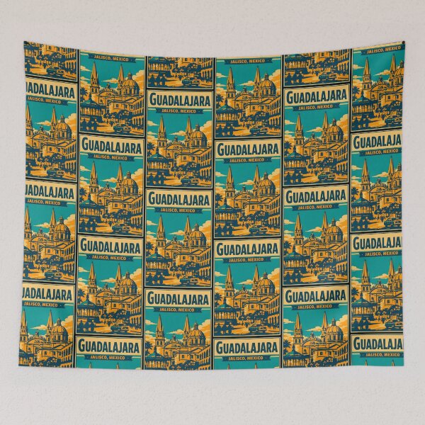Item preview, Guadalajara Jalisco, Mexico Vintage Travel Tourism Art designed and sold by TravelersGems.